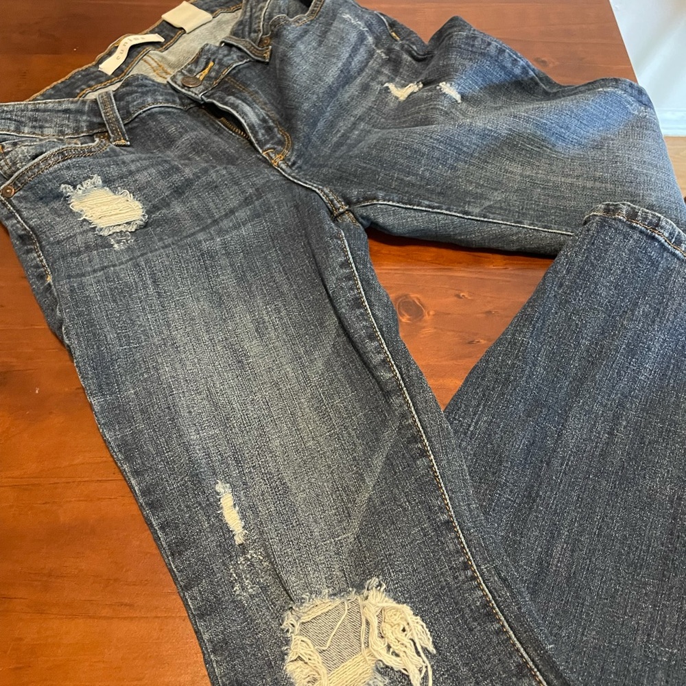 Eunina size 9 juniors ripped flare leg jeans